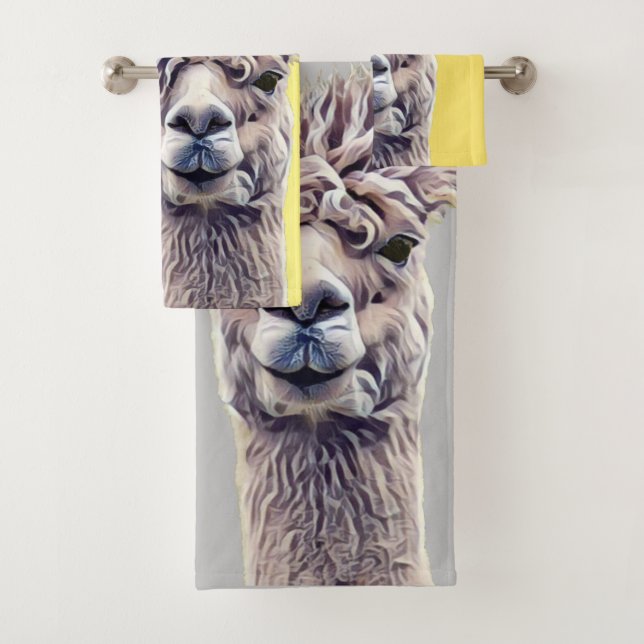 Llama gris jaune Cute d'animal Cute d'art Lavage d (En situation)
