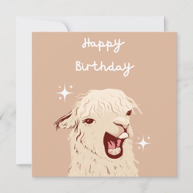 Llama Happy Birthday Card (Front)