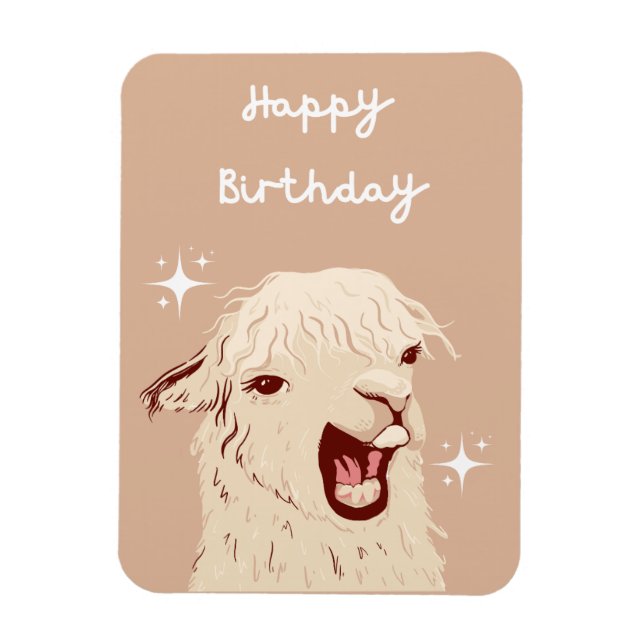 Llama Happy Birthday Magnet (Vertical)
