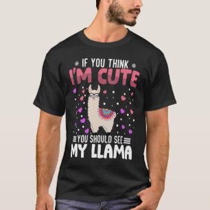Llama Heart Valentine's Day Animal For Womens Kids T-Shirt