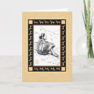 Llama Herder on Tan Blank Personalize Card
