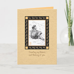 Llama Herder on Tan I Miss You Card