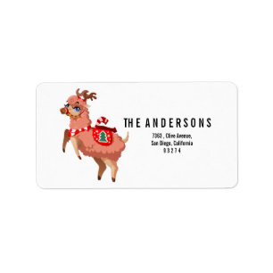 llama in Christmas   Label