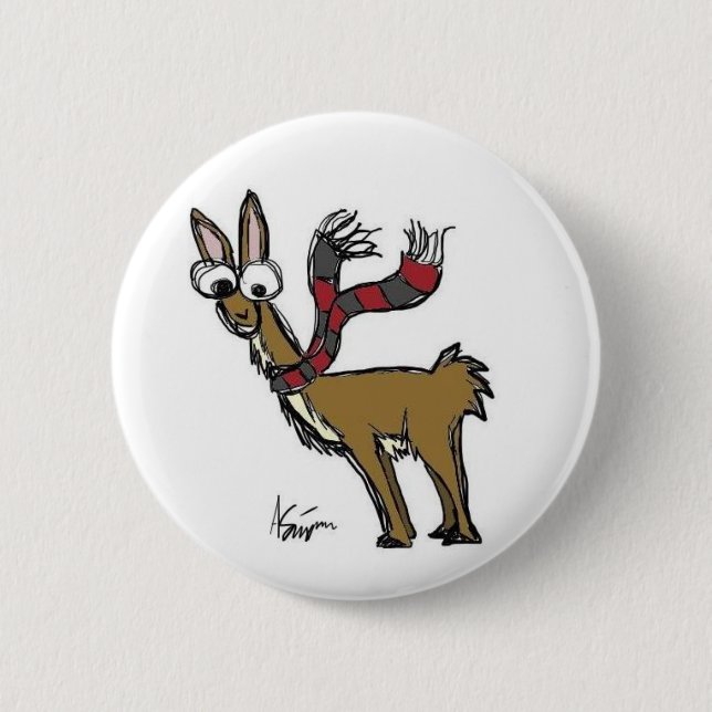 Llama in Scarf Button (Front)