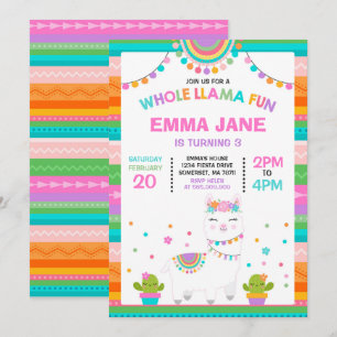 Llama Invitation Anniversaire Toute la Llama Fun P