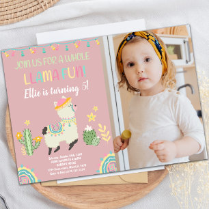 Llama invitations with photo