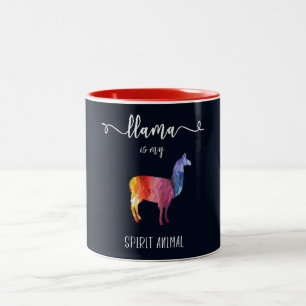 Llama is my spirit animal. Funny Cute Watercolor Two-Tone Coffee Mug