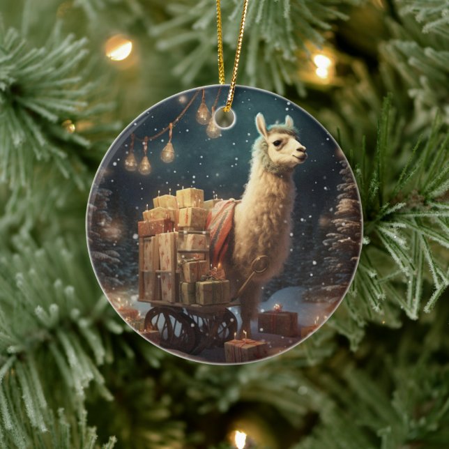 Llama Joyeux ornement de Noël, Pet Lover cadeau (Arbre)