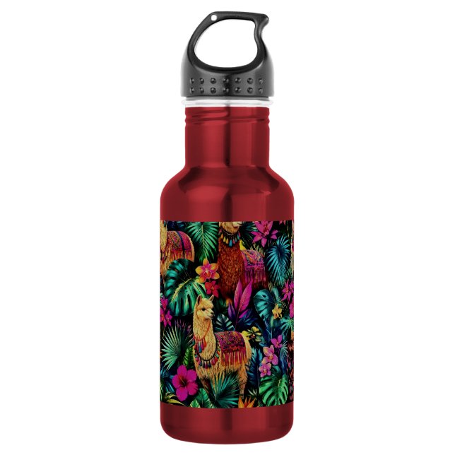 Llama Jungle Dreams Seamless Surface Pattern 532 Ml Water Bottle (Front)