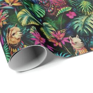Llama Jungle Dreams Seamless Surface Pattern Wrapping Paper