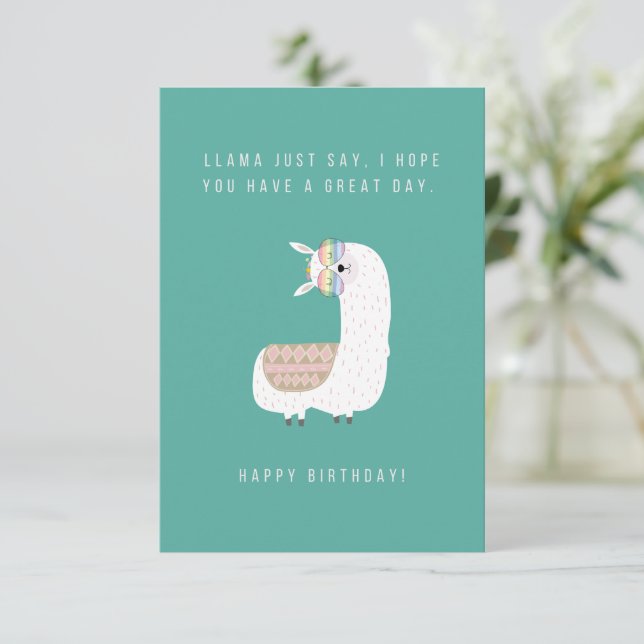Llama Just Say Birthday Card (Standing Front)