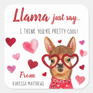 Llama Just Say   Personalized Valentine Stickers