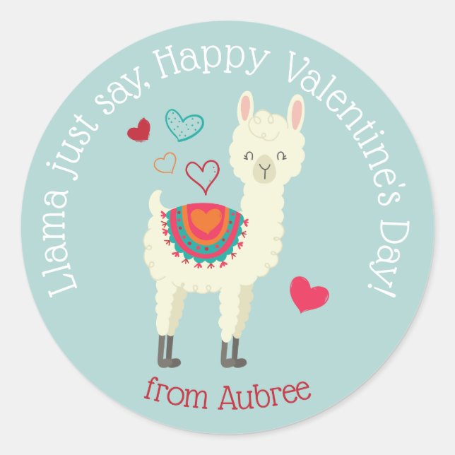 LLama Just Say Valentine Sticker (Front)