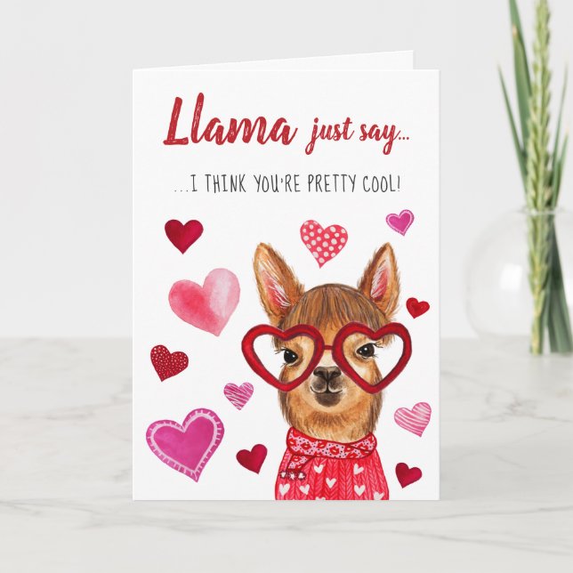 Llama Juste Dire | Carte de voeux pour la Saint-Va (Devant)