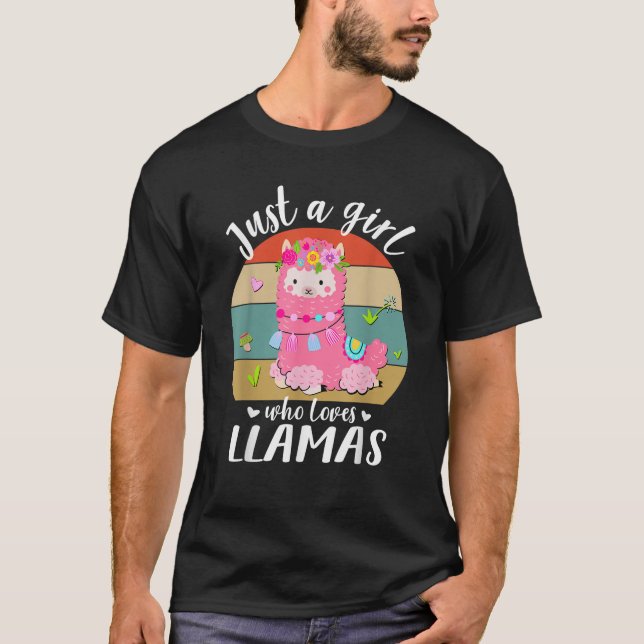 Llama Kids Girls Toddler Just A Girl Who Loves Lla T-Shirt (Front)