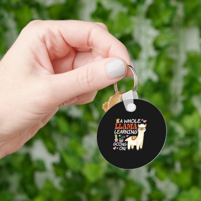 Llama Learning  Teachers Students Alpaca Lovers Keychain (Hand)