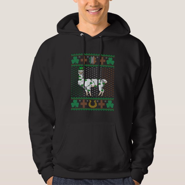 Llama Leprechaun St Patricks Day Ugly Holiday Alpa Hoodie (Front)