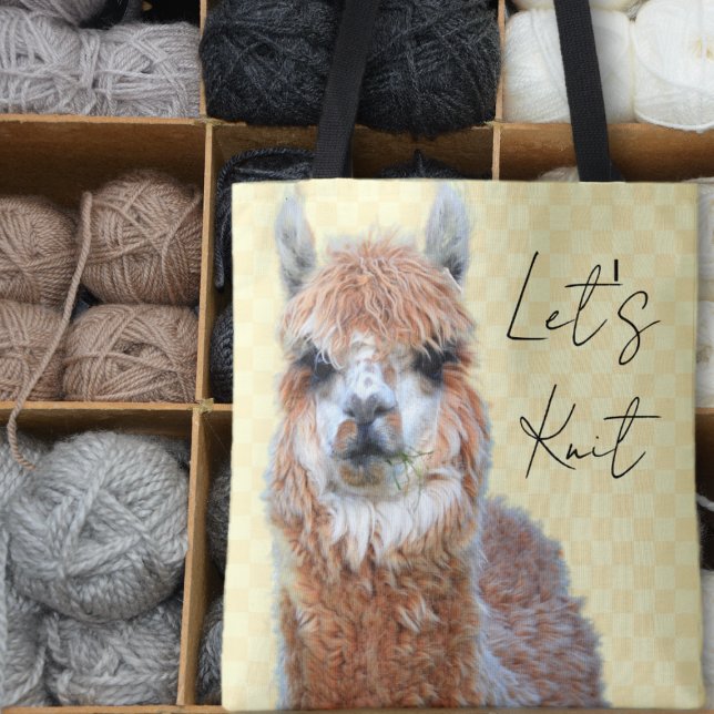 Llama Lets Knit Tote Bag (Creator Uploaded)