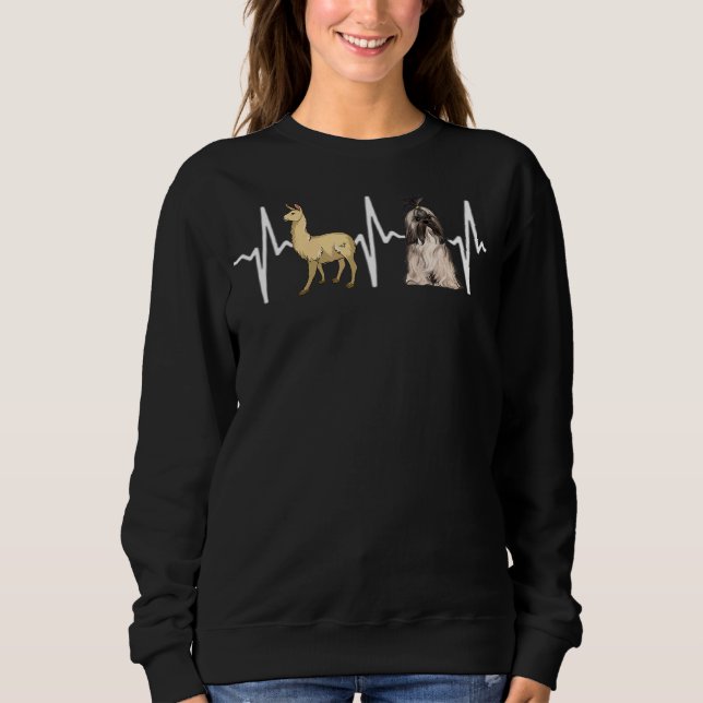 Llama Lhasa Apsos Heartbeat Dog Sweatshirt (Front)