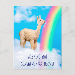 Llama Licking Rainbow Invitation Postcard