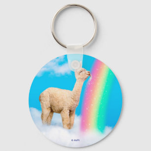 Llama Licking Rainbow Keychain