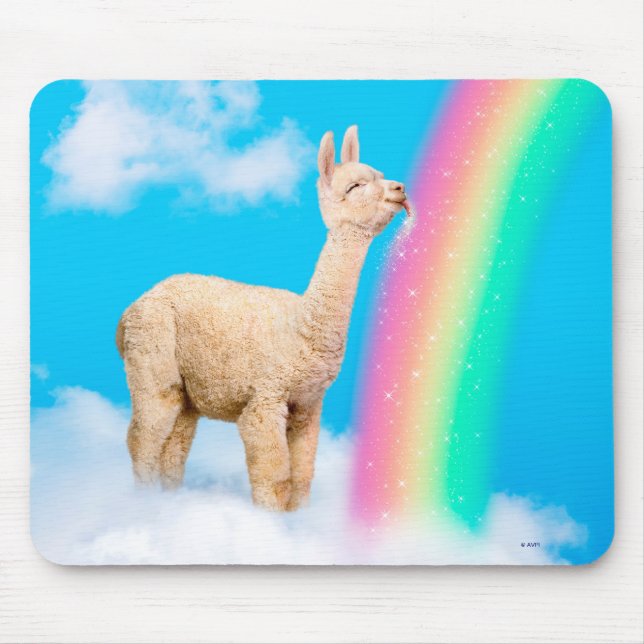 Llama Licking Rainbow Mouse Pad (Front)