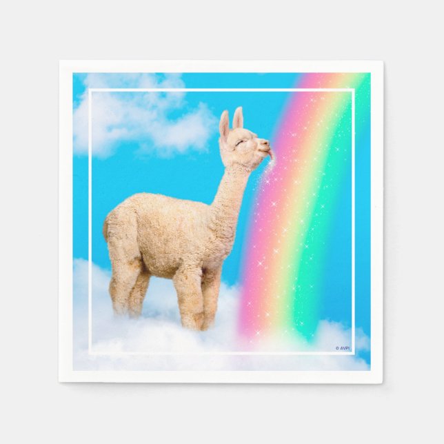 Llama Licking Rainbow Napkin (Front)