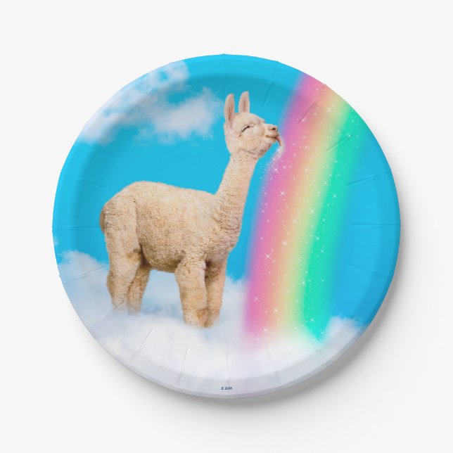 Llama Licking Rainbow Paper Plate (Front)