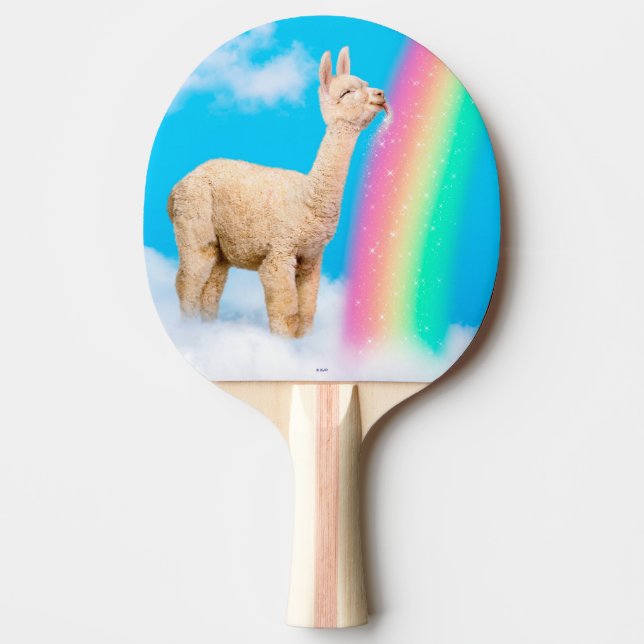 Llama Licking Rainbow Ping Pong Paddle (Front)