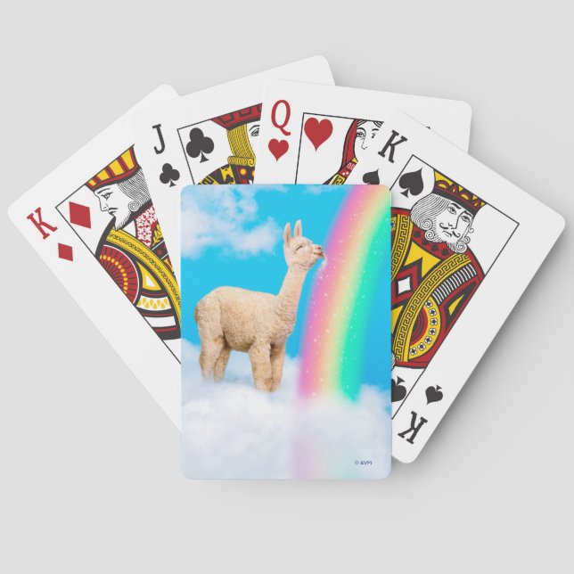Llama Licking Rainbow Playing Cards (Back)