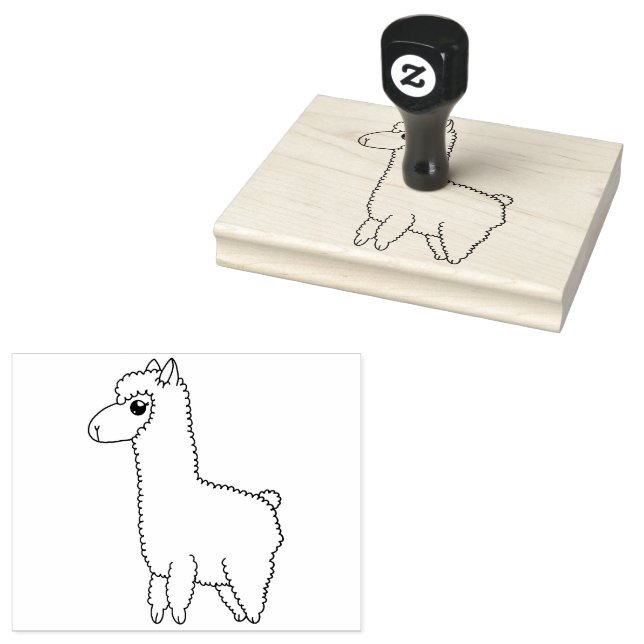 Llama Line Drawing Rubber Stamp (Stamped)