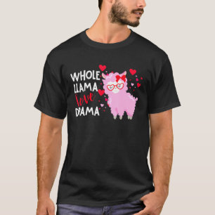Llama Llama Alpaca Love Valentines Day Hearts Glas T-Shirt