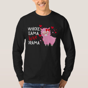 Llama Llama Alpaca Love Valentines Day Hearts Glas T-Shirt