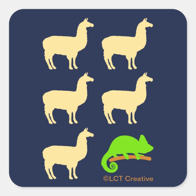 Llama Llama Llama Llama Llama Chameleon Square Sticker (Front)