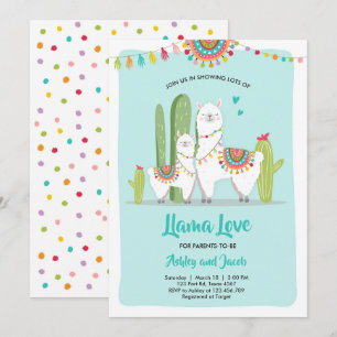Llama Love Fiesta Boy Blue Baby Shower Invitation