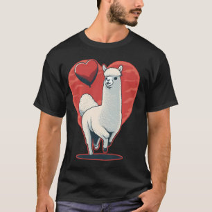 Llama Love Heart for Valentines Day on Alpaca Love T-Shirt