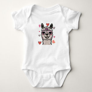 Llama Love Hearts Valentine's        Baby Bodysuit