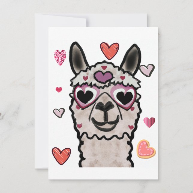 Llama Love Hearts Valentine's     Thank You Card (Front)