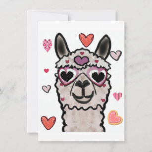 Llama Love Hearts Valentine's     Thank You Card