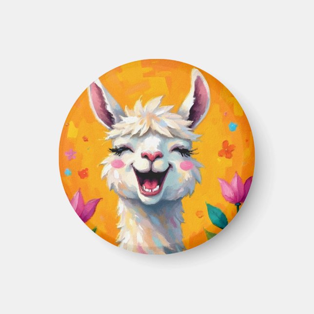 Llama Love in Bloom Magnet (Front)
