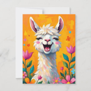 Llama Love in Bloom Postcard