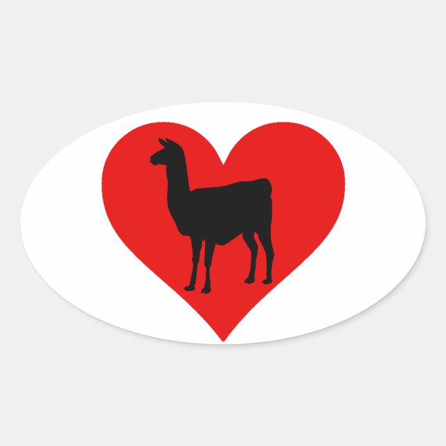 Llama Love Oval Sticker (Front)