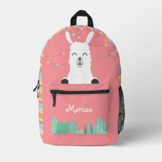  Llama Love  Printed Backpack
