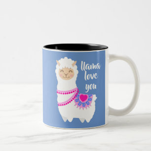 Llama love you Valentine pun Two-Tone Coffee Mug