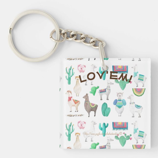 "Llama Lover!" Keychain (Front)