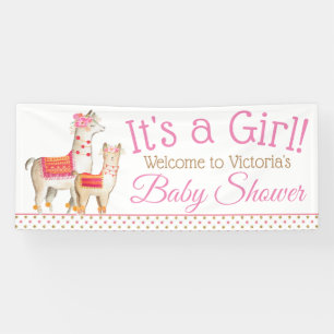 Llama Mama Baby Girl Llama Baby shower Bannière