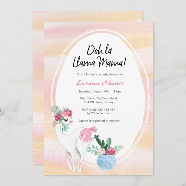 Llama Mama Baby Shower invitation (Front/Back)