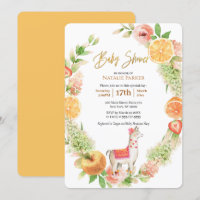 Llama Mama Citrus Floral Greenery Baby Shower