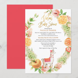 Llama Mama Floral Greenery Virtual Baby Shower  In Invitation