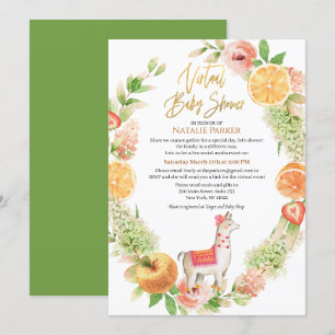 Llama Mama Floral Greenery Virtual Baby Shower  Invitation
